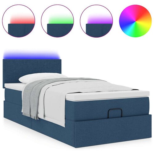 VidaXL Otomanski okvir kreveta s madraca plavi 90x190cm od tkanine Slike