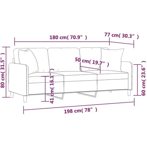 vidaXL Trosjed s ukrasnim jastucima svjetlosivi 180 cm od tkanine Cijene