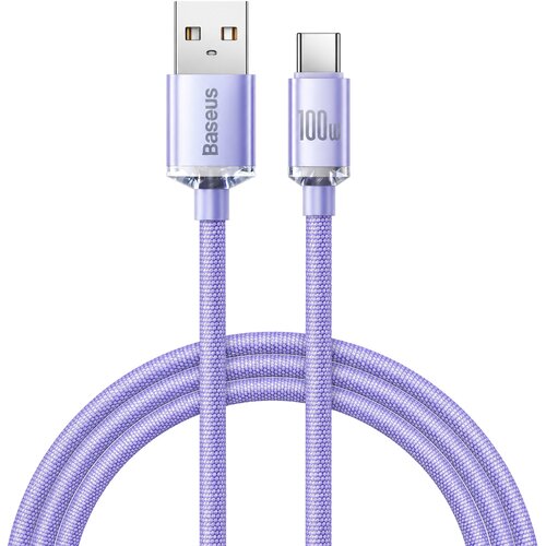 Baseus Crystal Shine Series pleten USB-A v USB-C kabel 100W vijolične barve dolžine 1.2m CAJY000405 Slike