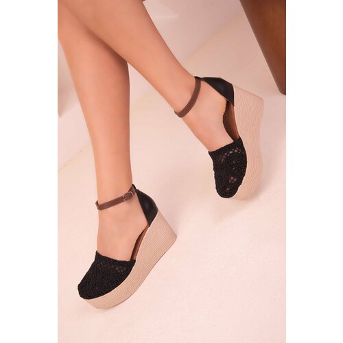 Soho Black Women's Wedge Heels Shoes 17148 Slike