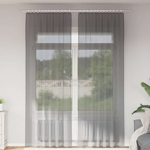 vidaXL Voile zavese z zanke 2 kosa temno siva 140x260 cm Cene