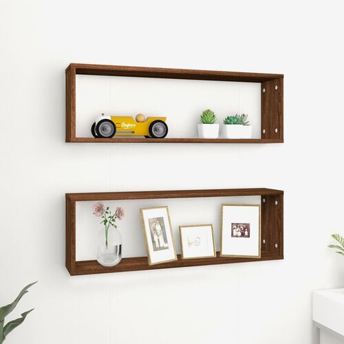 VidaXL Kockaste zidne police 2 kom boja hrasta 80x15x26,5 cm drvene Slike