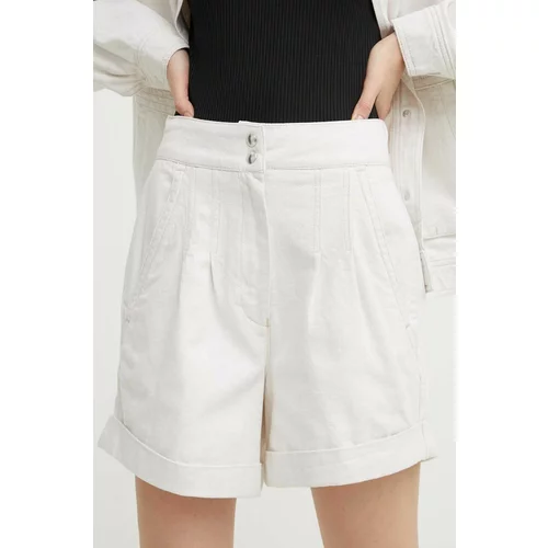 IRO Kratke hlače s dodatkom lana boja: bež, bez uzorka, visoki struk