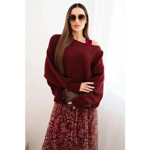 Kesi Włoski Women&amp;#039;s set with a wool sweater and a viscose dress burgundy Slike