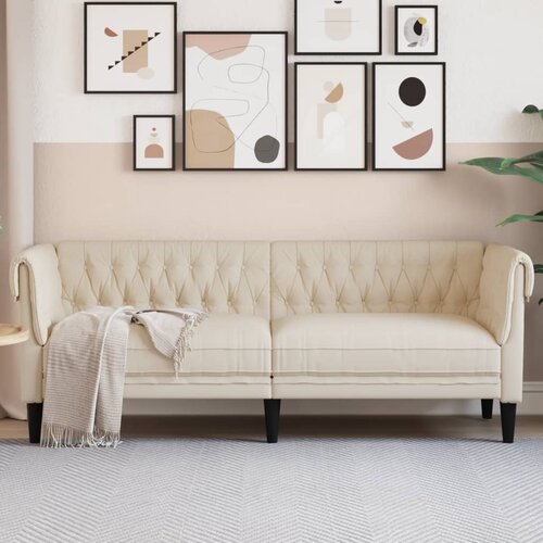 vidaXL Trosjed Chesterfield krem od tkanine Cijene
