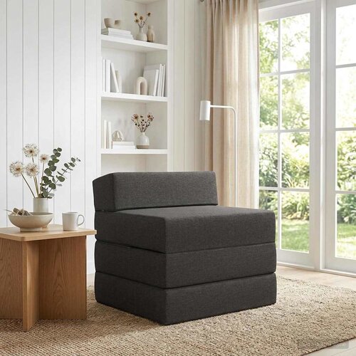 SOFA na razvlačenje Tamnosiva 200 x 70 x 10 cm Tkanina Cijene