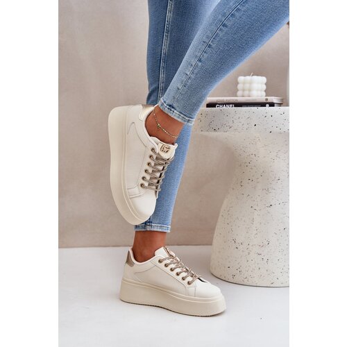 PS1 Platform Sneakers With Decorative Laces Beige Fonetha Cene