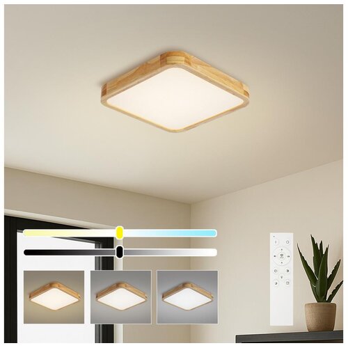 Brilagi LED prigu&amp;scaron;iva svjetiljka WOODLINE SQUARE LED/48W/230V hrast 40x40 cm + daljinski upravljač Slike