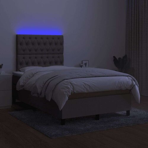  Krevet s oprugama i madracem LED smeđesivi 120x190cm od tkanine Slike