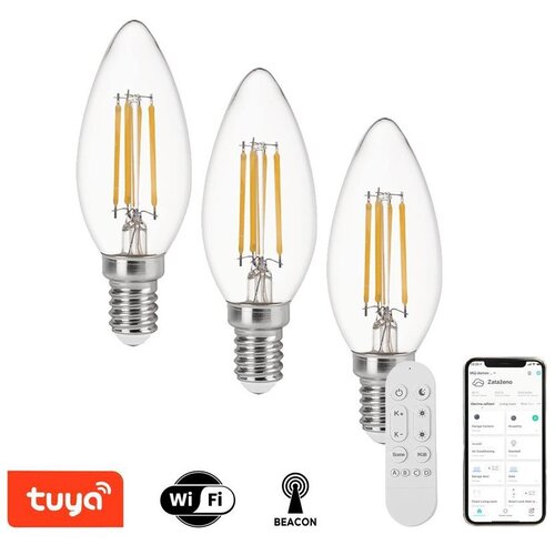  Immax NEO 07807CDO - KOMPLET 3x LED CCT prigu&scaron;iva sijalica E14/4W/230V Wi-Fi+daljinski Cene