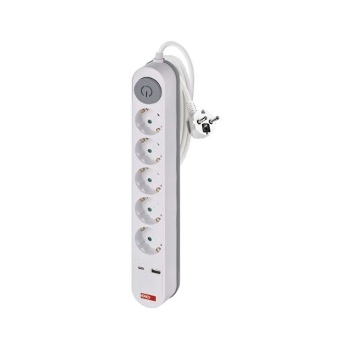  Podaljšek 3 m / 5 vtičnice / s stikalom / beli / 1× USB-A + 1× USB-C / 1,5 mm2 Cene