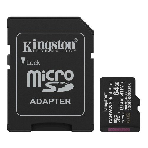 Kingston SDXC MICRO 64GB CANVAS SELECT Plus, 100MB/s, C10, UHS-I, U1, V10 Cene