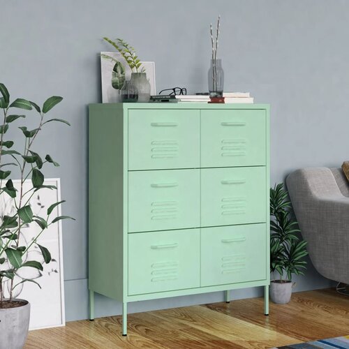 The Living Store Omarica s predali mint zelena 80x35x101,5 cm jeklo - Omarica S Predali, (21430539) Slike