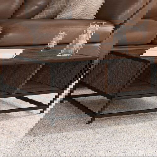 vidaXL Stolić za kavu smeđa boja hrasta 60,5x60,5x30 cm drvo i metal Cijene