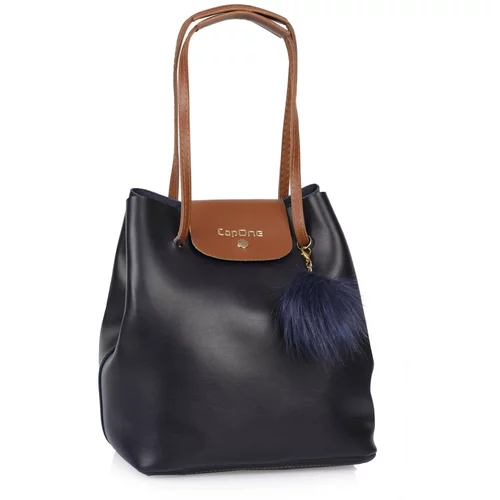Capone Outfitters Capone Padova Leather Women's Shoulder Bag Navy Blue