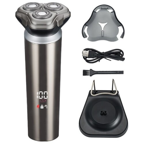INF Mo&scaron;ki rotacijski brivnik &mdash; vlažno/suho, USB, IPX7, LED zaslon, 80 min Silver, (5000287214) Cene
