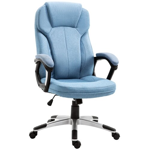  Uredska okretna stolica ergonomska podesiva svijetloplavi lan 66x75x110-120 cm Slike