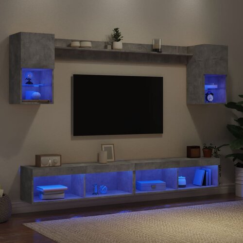 VidaXL Komplet TV omaric LED 6-delni betonsko siv inženirski les Slike