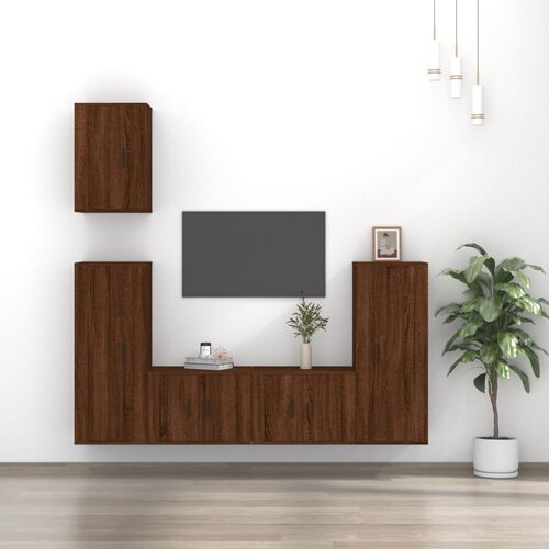The Living Store Komplet TV omaric 5-delni rjav hrast inženirski les - Komplet TV Omaric, (21374199) Slike