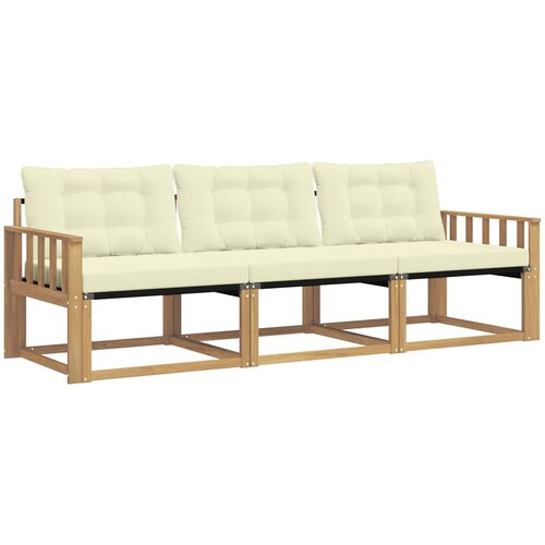 vidaXL Zunanja garnitura za sedenje z blazino 3 pcs Bela in krem, (5000281383) Cene