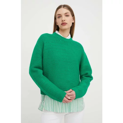 Custommade Volnen pulover ženski, zelena barva