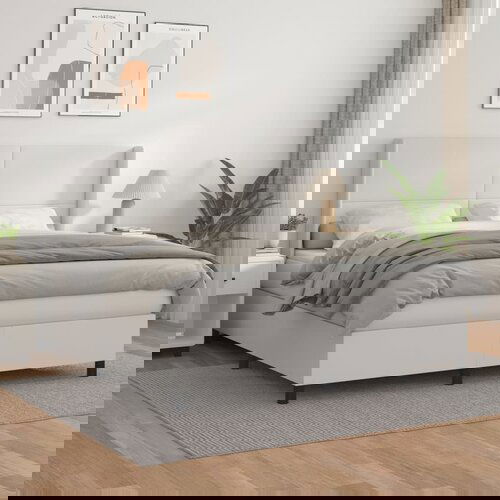 The Living Store Box spring postelja z vzmetnico bel 160x200 cm umetno usnje - Box Spring Postelja, (21519648) Cene