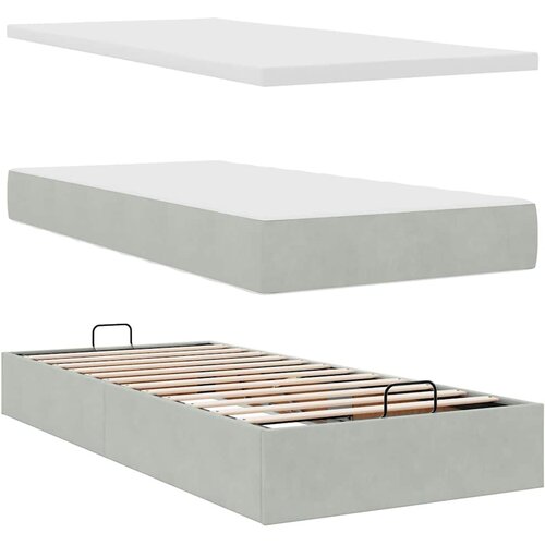  Okvir kreveta s madraca svijetlosivi 90x200cm bar&amp;scaron;unasti Slike