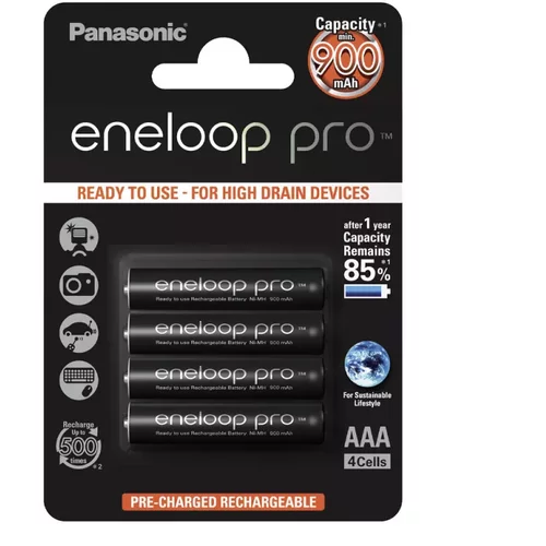 Panasonic punjive baterije eneloop pro AAA/4B 4 kom. (BK-4HCDE/4BE)