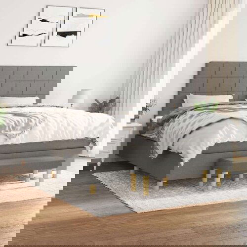  Box spring postelja z vzmetnico temno siva 160x200 cm blago, (20790120) Cene