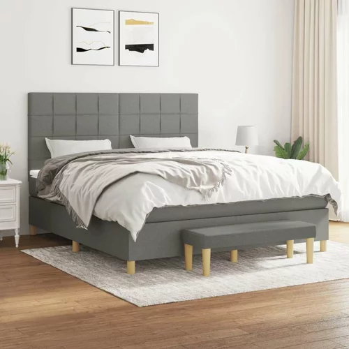  Box spring postelja z vzmetnico temno siva 160x200 cm blago, (20790120)