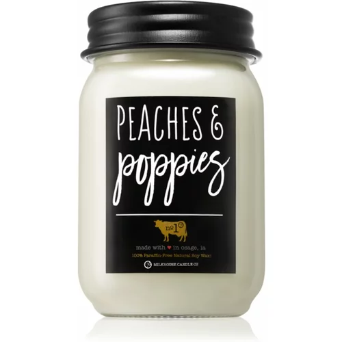 Milkhouse Candle Co. Farmhouse Peaches & Poppies dišeča sveča Mason Jar 368 g