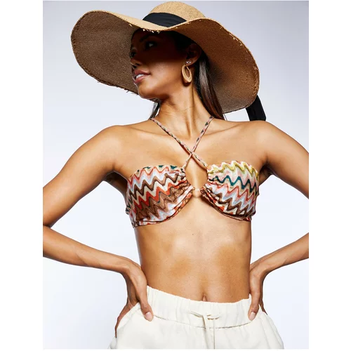 Koton Bikini Tops with Window Detail Halter Textured