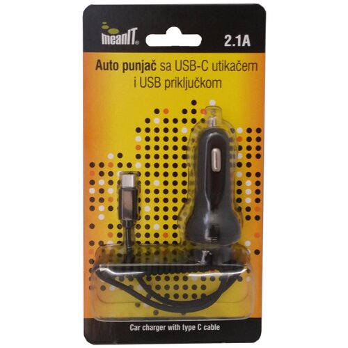 Mean IT Punjač, auto, sa USB i USB type C priključkom, 2.1A - AUTO PUNJAČ SA USB C Cene
