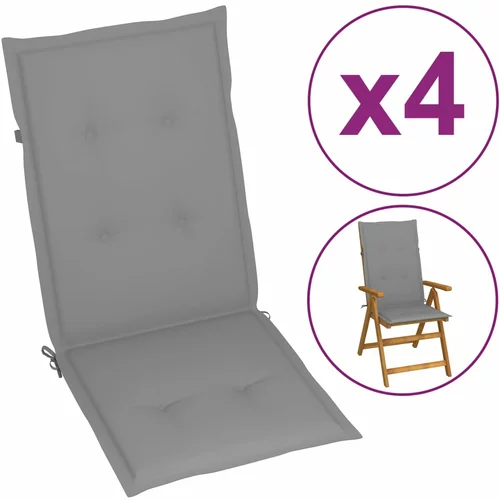 vidaXL jastuci za vrtne stolice 4 kom sivi 120x50x3 cm