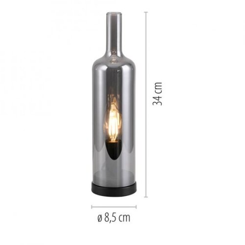 Just LIGHT. 14006-25 - Stona lampa BOTTLE 1xE14/25W/230V crna/zadimljena Slike