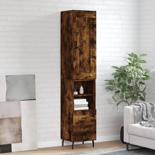 VidaXL Visoka komoda dimljeni hrast 34 5x34x180cm konstruiranog drva Slike