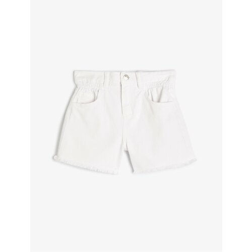 Koton Denim Shorts Tasseled Elastic Waist Pocket Cotton Slike