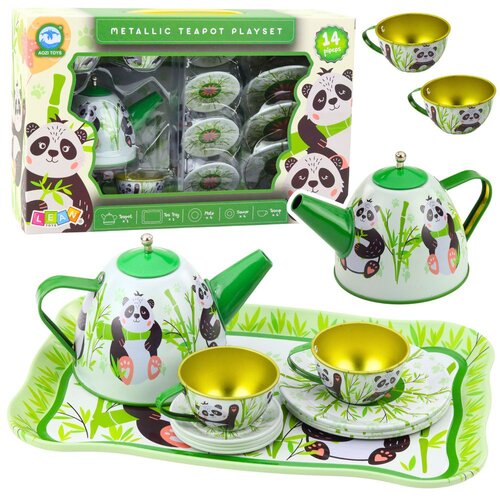  Set za čaj, metalni vrč, &amp;scaron;alica, tanjuri, boja panda zelene, 14 kom. Slike