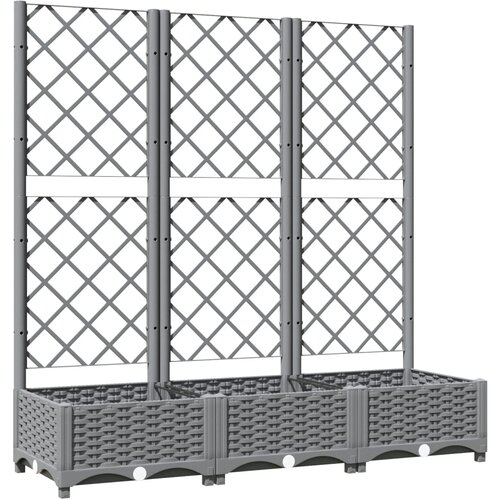 Maison Chic Cvetlično korito - Cvetlični Lonec z oporno mrežo svetlo sivo 120x40x121,5 cm PP, (21788743) Slike