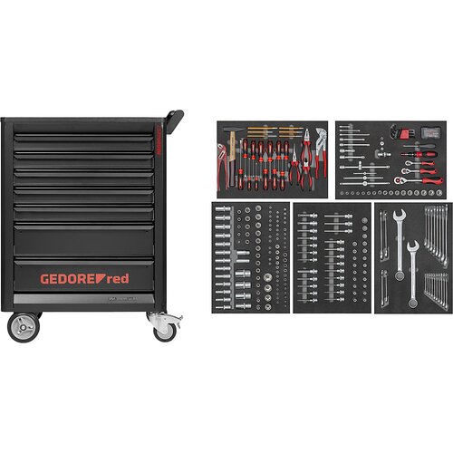 Gedore Delavniški voziček GEDMaster, 7 predalov, komplet 273 kosov, VxŠxG 999 x 790 x 470 mm Cene