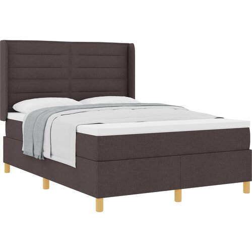 VidaXL Postelja s vzmetnico temno rjava 160x200 cm tkanina, (22050121) Slike