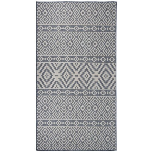 vidaXL zunanja preproga plo&scaron;čato tkanje 80x150 cm modre črte Cene