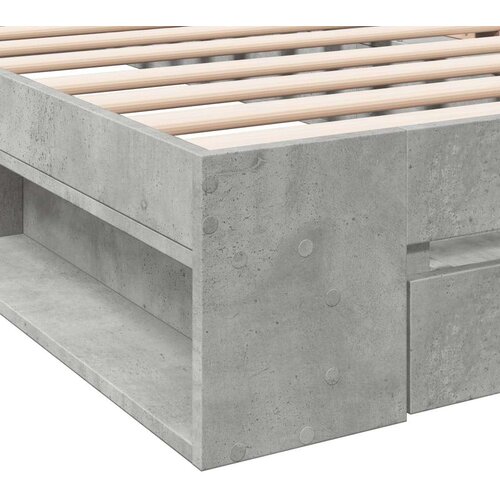 vidaXL Posteljni okvir s predalom beton. siv 90x190 cm inženirski les Cene