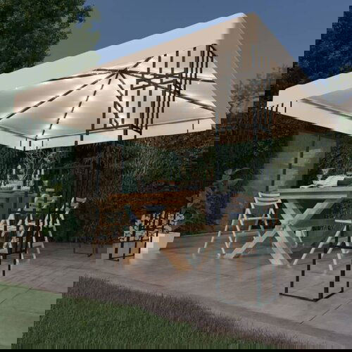 vidaXL paviljon z led lučkami 3x3 m krem Cene