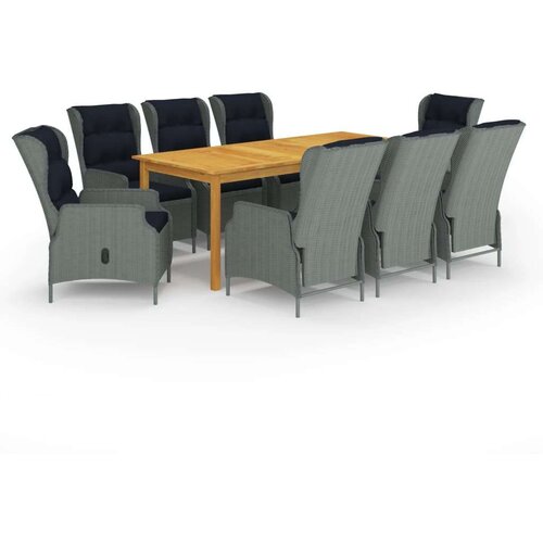  Vrtna garnitura - 9-dijelni vrtni blagovaonski set svjetlosivi - Svjetlosiva 8 Cijene