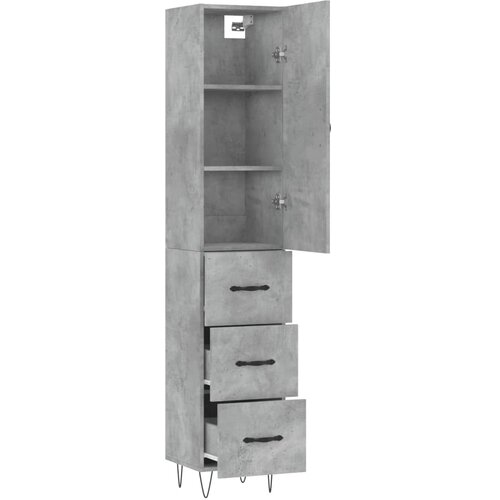  Visoka komoda siva betona 34,5x34x180 cm od konstruiranog drva Slike