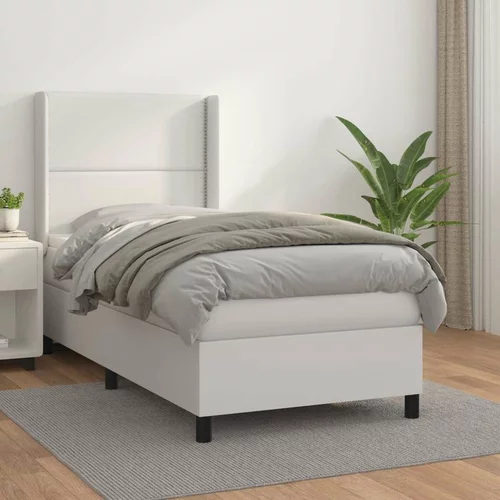  Box spring postelja z vzmetnico bela 80x200 cm umetno usnje, (20896017)