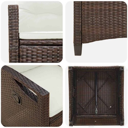  Vrtna stolica 2 pcs Smeđa i krem 56 x 60 x 112 cm - Smeđa i krem Slike