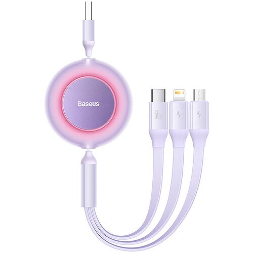 Baseus Bright Mirror 3, USB 3-v-1 kabel za mikro USB / USB-C / Lightning 66W / 2A 1,1 m (vijoličen), (20627373) Cene