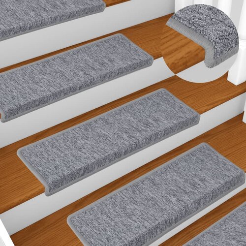  Prostirke za stepenice 15 kom 65x21x4 cm svijetlo sive pravokutne rubove Slike